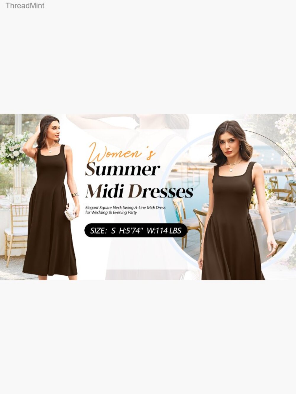 Square Neck Corset A-Line Maxi Dress Ruffle Ruched Waist Midi - Picture 7 of 7